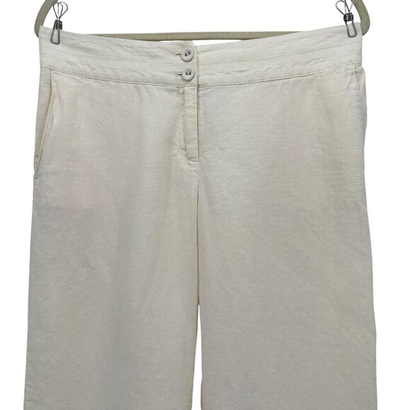 J. Jill Linen Ivory Lined Crop  Wide Leg Pants Womens 8 - Picture 2 of 9